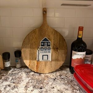 Custom Hand-Painted Wooden Cutting Board (house)